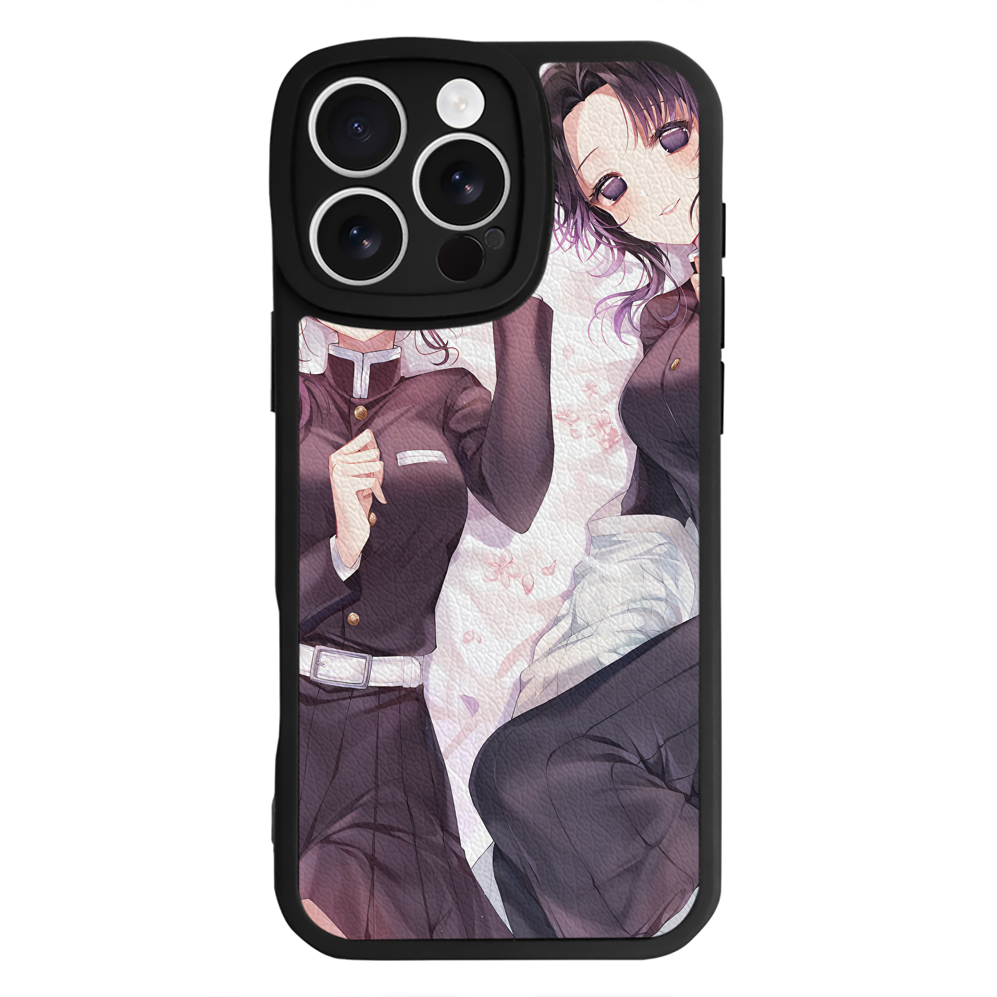 （画像用） 鬼滅の刃（きめつのやいば）蟲柱-胡蝶 しのぶ／こちょう しのぶ Kochou Shinobu 【iPhone 16シリーズ対応】シリコンスマホケース（レザー調） 材質：シリコン